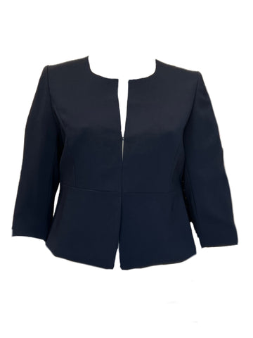 Marina Rinaldi Women's Navy Cancan Hook Closure Jacket NWT
