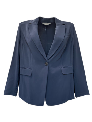 Marina Rinaldi Women's Navy Caracas Button Down Blazer NWT