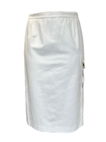 Marina Rinaldi Women's White Carbone Cotton Straight Skirt NWT