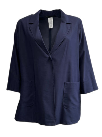 Marina Rinaldi Women's Navy Cedrata Open Front Blazer NWT