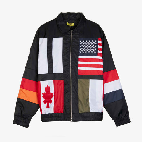Chinatown Market Men's Black Nylon World Flags Jacket $168 Rare NWT