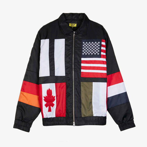 Chinatown Market Men's Black Nylon World Flags Jacket $168 Rare NWT