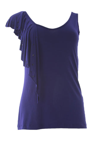 VELVET by Graham & Spencer Women's Plum Studded Detail Rayon Top P $129 NEW