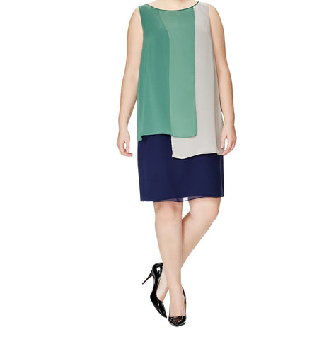 MARINA RINALDI Women's Multi Danzare Color Block Dress $465 NWT