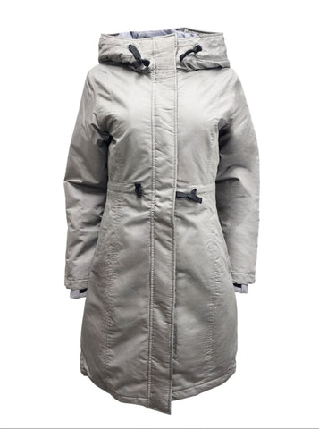 HoodLamb Women's Dark Grey Drawstring Natural Hemp Hooded Parka 420 NWT