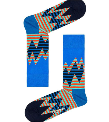 HAPPY SOCKS Women's Blue Stripe Reef Cotton Sock Size 5.5-9.5 NWT