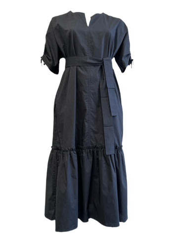 Marina Rinaldi Women's Black Decaedro Short Sleeve Cotton Maxi Dress