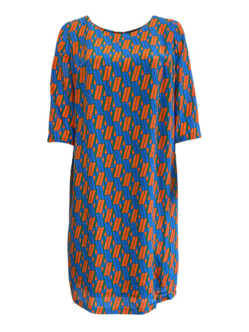 Marina Rinaldi Women's Orange Dedalo Printed Silk Maxi Dress NWT
