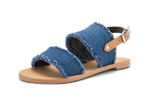 REBECCA MINKOFF Women's Blue Natural Denim Emery Sandals #M1261014 NWB
