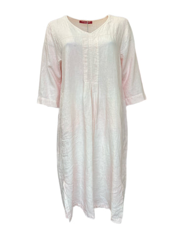 Marina Rinaldi Women's Pink Derosa Short Sleeve Flax Shift Dress NWT