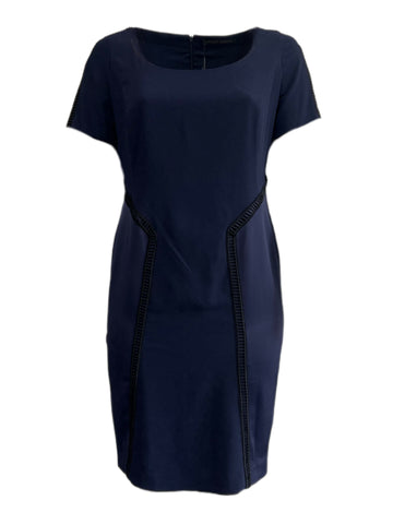 Marina Rinaldi Women's Navy Destino Short Sleeve Shift Dress NWT