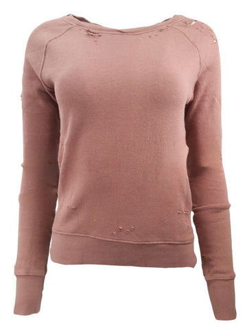 PAM & GELA Women's Pink Kiss Annie Destr Sweatshirt #B00F Petite X-Small NWT