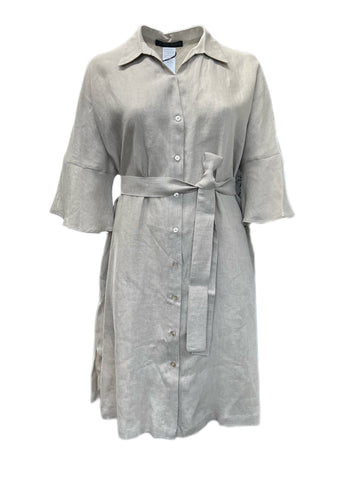 Marina Rinaldi Women's Sand Destro Button Front Flax Shirt Dress