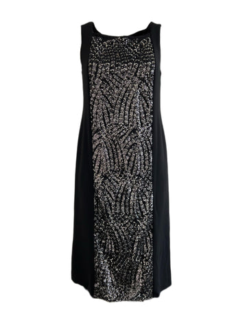 Marina Rinaldi Women's Black Dicoreo Sequins Front Sheath Dress NWT
