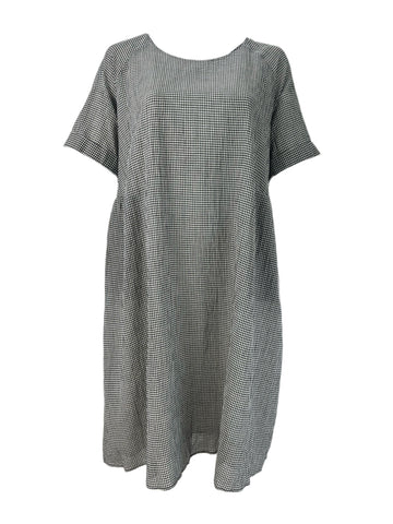 Marina Rinaldi Women's Black Dinamo Plaid Short Sleeve Shift Dress