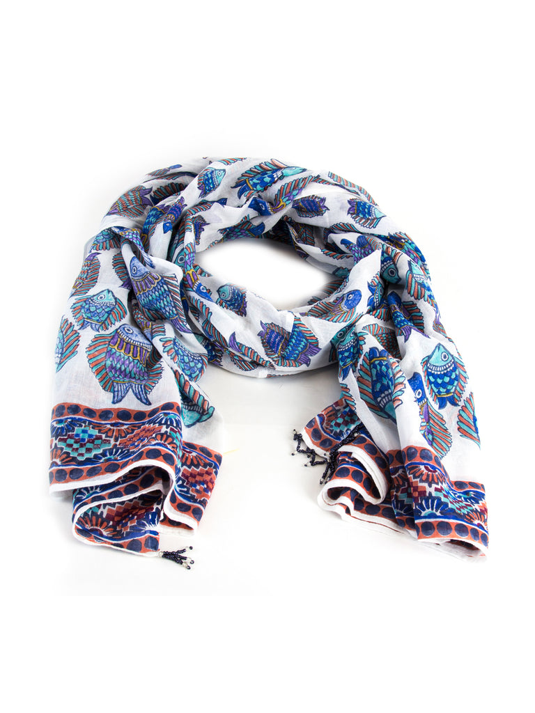 Roberta Roller Rabbit Women's Cotton Dipson Scarf One Size Royal Blue