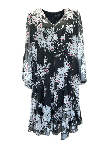 Marina Rinaldi Women's Black Dono Floral Printed Silk Shift Dress Size 20W/29