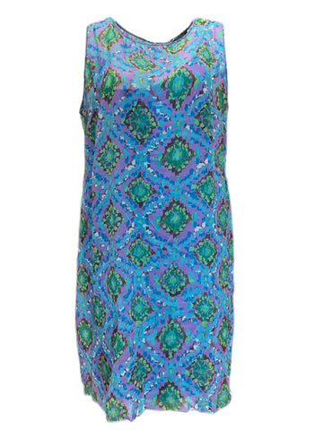 Marina Rinaldi Women's Purple Dracma Floral Printed Sleeveless Dress