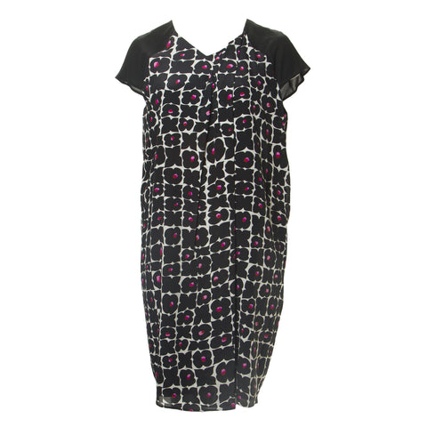 MARINA RINALDI Women's Black Duna Floral Shift Dress $555 NWT