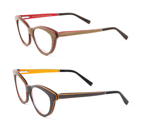 Gold & Wood Epi Cateye Eyeglass Frames 51mm $789 NEW