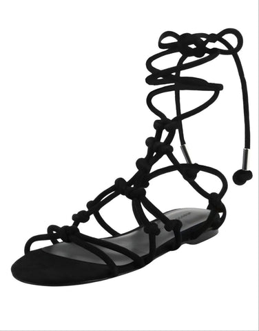 REBECCA MINKOFF Women's Black Kid Suede Elyssa Sandals #M1261018 NWB