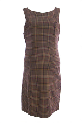 OLIAN Maternity Womens Brown Glen Plaid Back Tie Pencil Dress $155 NWT