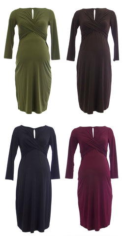 OLIAN Maternity Women's Keyhole 3/4 Sleeve Sheath Dress $148 NWT