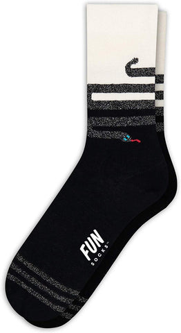 FUN SOCKS Women's Snake Crew Socks, Black/White