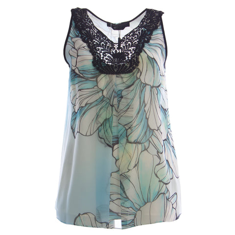 MARINA RINALDI Women's Blue Falesia 2-Piece Silk Blouse 12W / 21 $1345 NWT