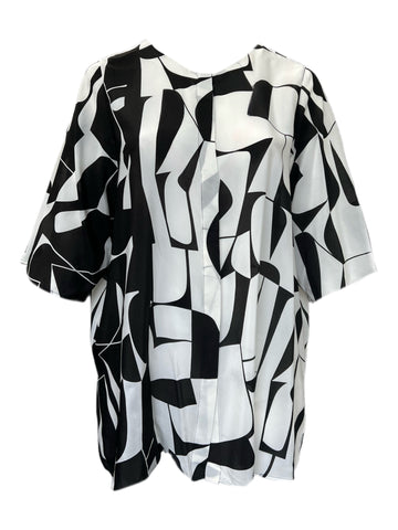 Marina Rinaldi Women's Nero Famiglia Printed Silk Blouse Size 24W/33 NWT