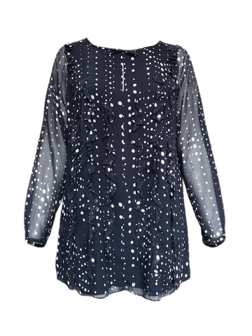 Marina Rinaldi Women's Navy Felicia Polka Dot Blouse Size 20W/29 NWT