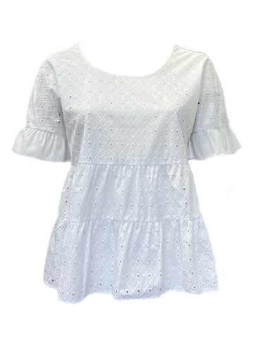 Marina Rinaldi Women's White Fiorire Embroidered Blouse Size 10W/19 NWT