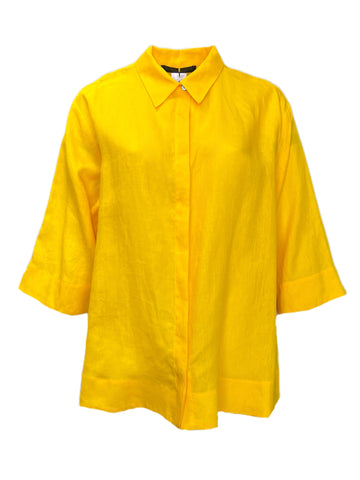 Marina Rinaldi Women's Yellow Flaminia Button Down Shirt NWT