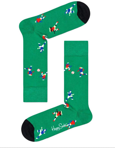 HAPPY SOCKS Men's Green Combed Cotton Soccer Football Socks Size 8-12 NWT