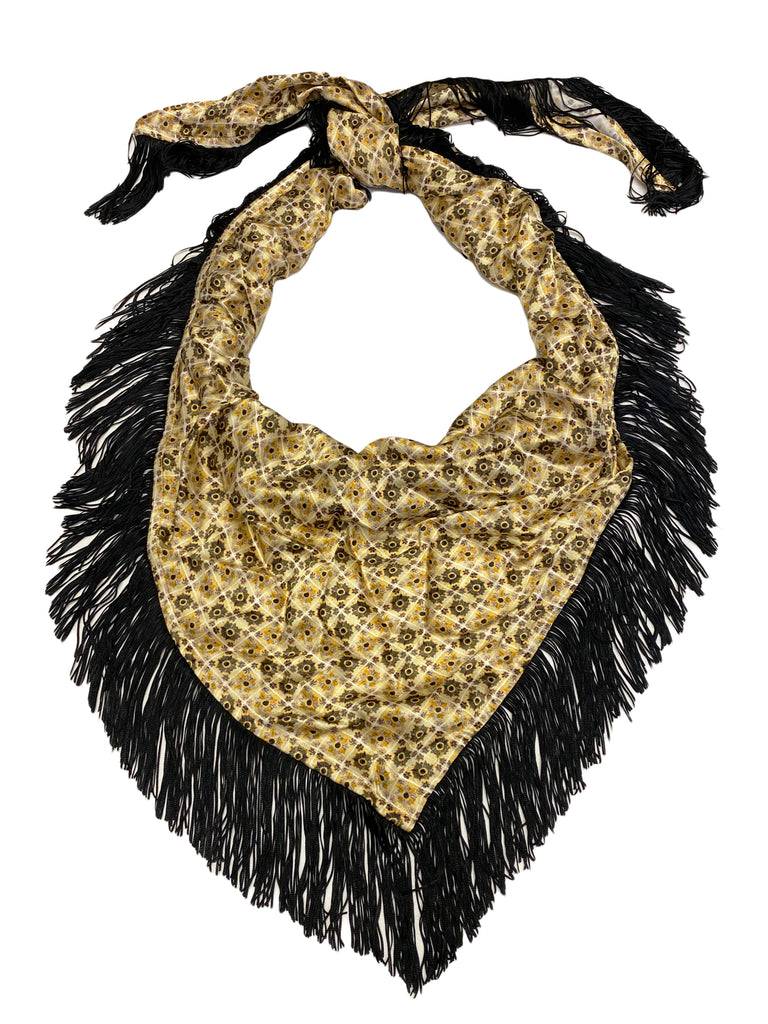 Hanley Mellon Women's Triangle Fringe Scarf One Size Mulitcolor Daisy Print