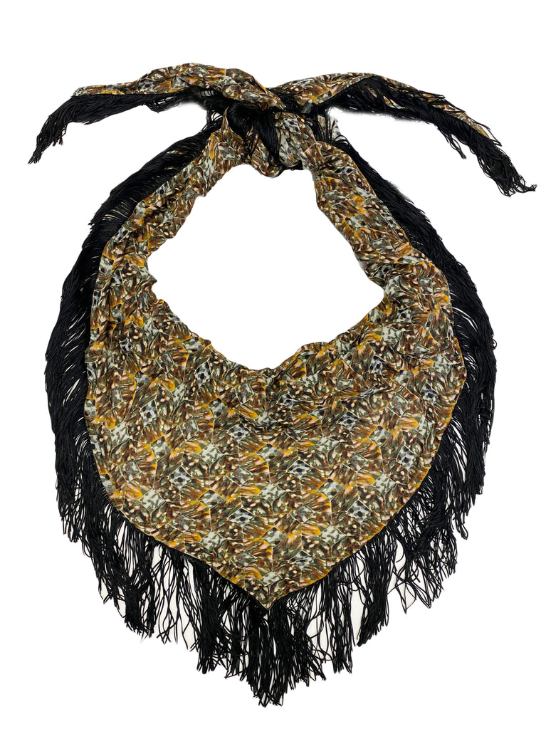 Hanley Mellon Women's Triangle Fringe Scarf One Size Mulitcolor Square Print