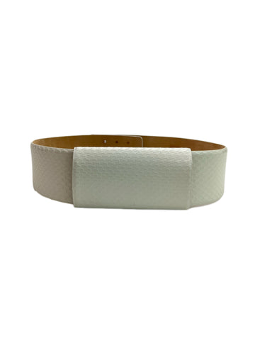 Max Mara Women's Bianco Frisco Leather Wide Belt NWT