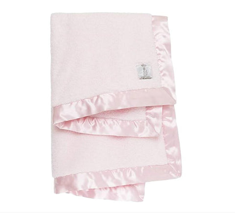 LITTLE GIRAFFE Baby's Pink Chenille Satin Soft Fuzzy Comfy Blanket 36"x30" NWT