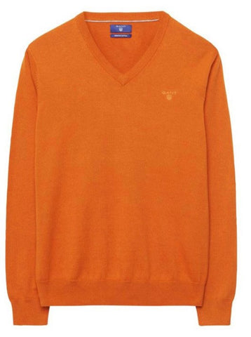 GANT Men's Mandarin Melange Lightweight Cotton V-Neck Sweater 83072 Size S