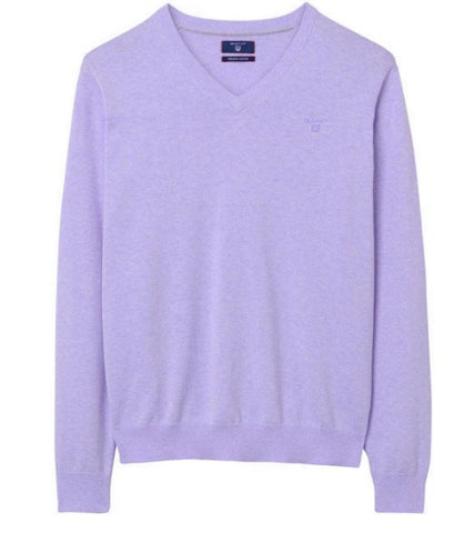 GANT Men's Violet Melange Lightweight Cotton V-Neck Sweater 83072 Size 2XL