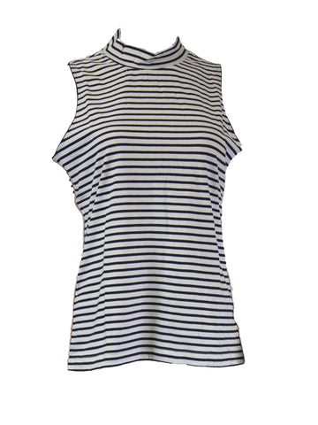 Grey State Women's Sleeveless Turtleneck Piper Top, Marine/ White Combo, X-Large