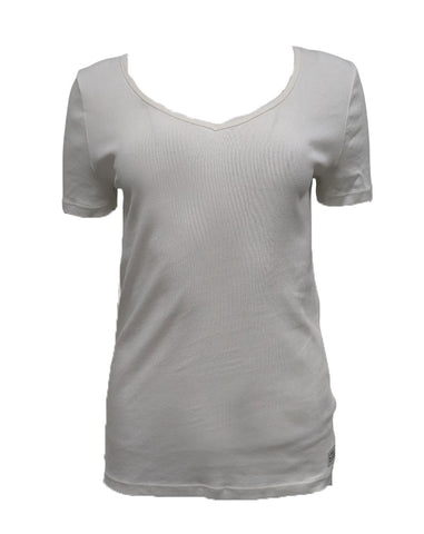 GANT Women's Eggshell 1x1 Rib Short Sleeve Tee 404702 Size Large