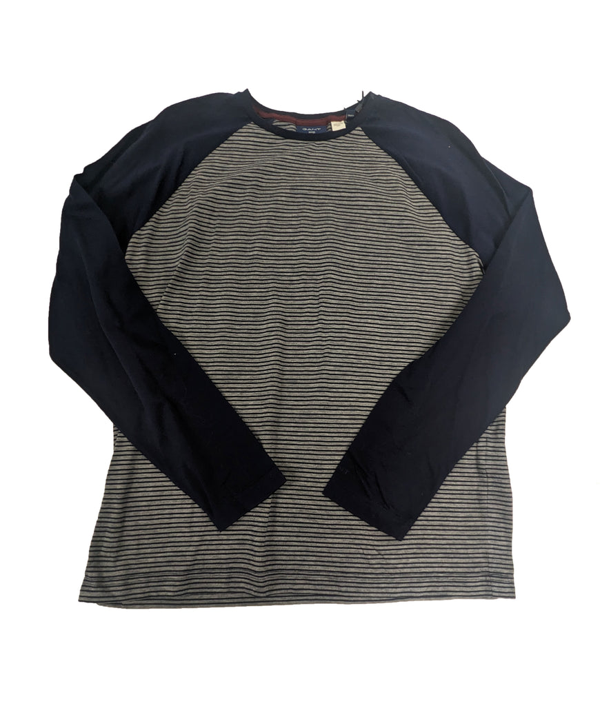 GANT Men's Evening Blue Oxford Stripe Long Sleeve Tee 2024010 Size M NWT