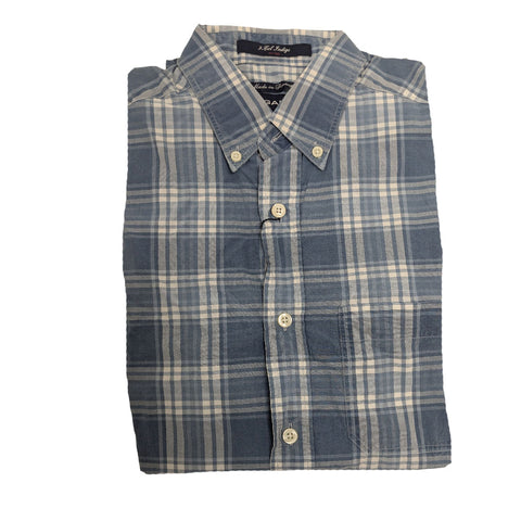 GANT Men's Dark Indigo 3 Color Indigo Check Button Down Shirt 360802 Size Small