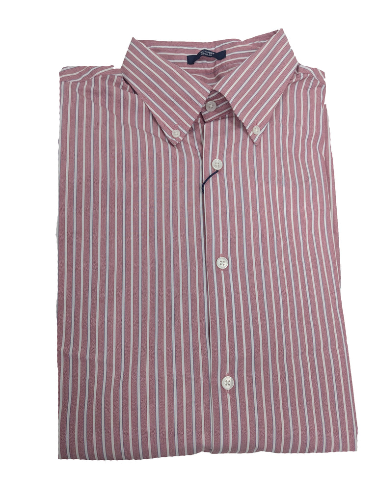 GANT Raspberry Red Tech Prep Broadcloth Stripe Button Down Shirt 3004120 Size M