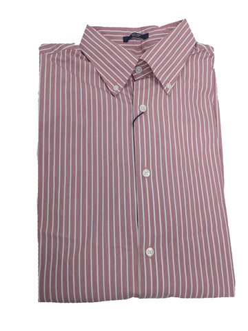 GANT Raspberry Red Tech Prep Broadcloth Stripe Button Down Shirt 3004120 Size M