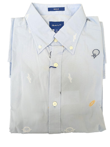 GANT Men's Hamptons Blue Rope Fil Coupe Shirt 3005070 Size Medium NWT