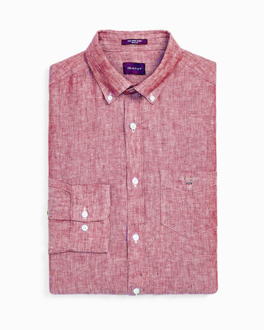 GANT Men's Mineral Red Linen Button Down Shirt 3040620 Size Medium