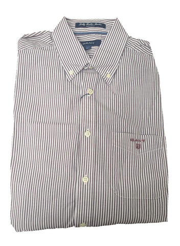 GANT Men's Burgundy Lobby Heather Banker Button Down Shirt 308410 Size M