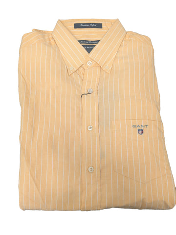 GANT Corn Yellow Crosstown Stripe Fitted Button Down Shirt 361722 Size Medium